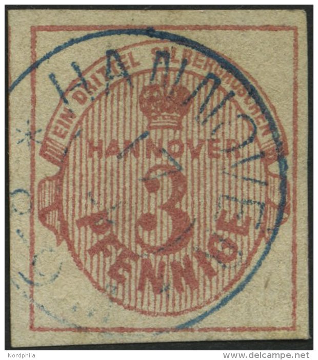 HANNOVER 13a O, 1859, 3 Pf. Rosa, Pracht, Gepr. Drahn, Mi. 110.- - Hanover