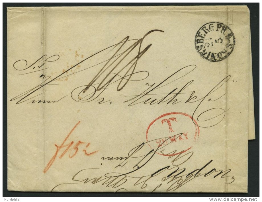 HAMBURG - GRENZÜBERGANGSSTEMPEL 1844, T 28 MAY, In Rot Auf Brief Von Königsberg Nach London, Feinst - Prephilately