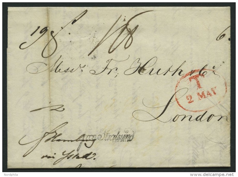 HAMBURG - GRENZÜBERGANGSSTEMPEL 1843, T 2 MAY, In Rot Auf Brief Von Götheborg Nach London, Diverse Durchgangs- - Prephilately