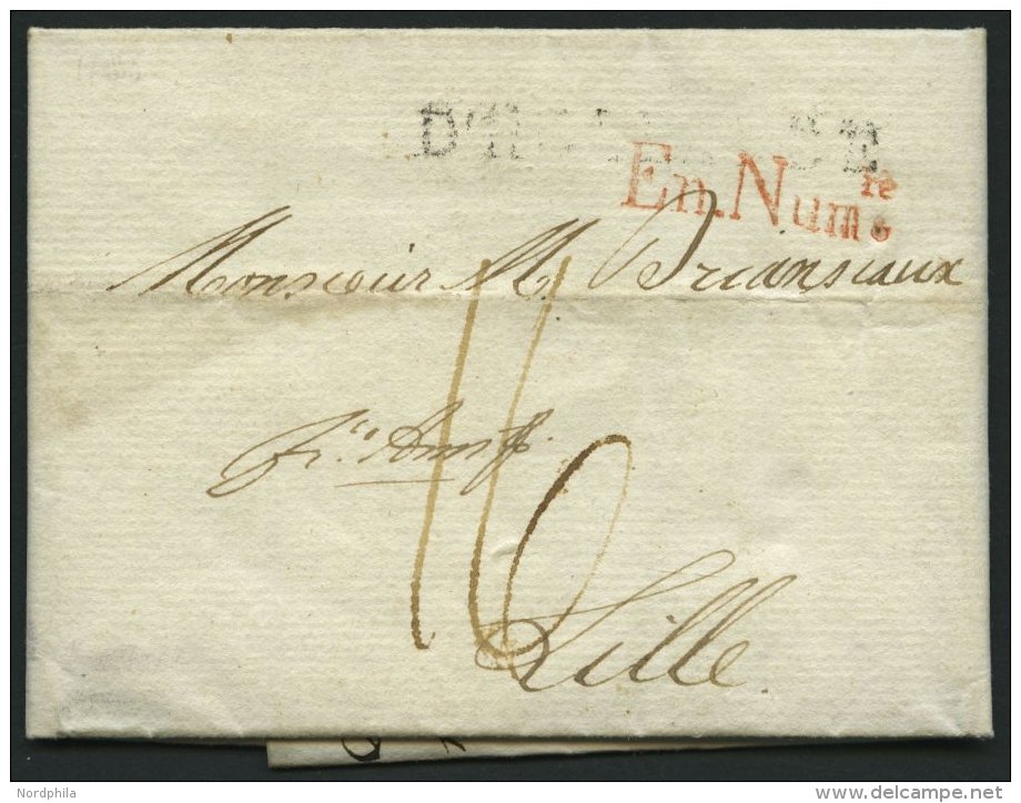 HAMBURG - GRENZÜBERGANGSSTEMPEL 1796, D.HOLLANDE, L1 Auf Brief Nach Lille, Roter Stempel En. Num., Rückseitig - Préphilatélie