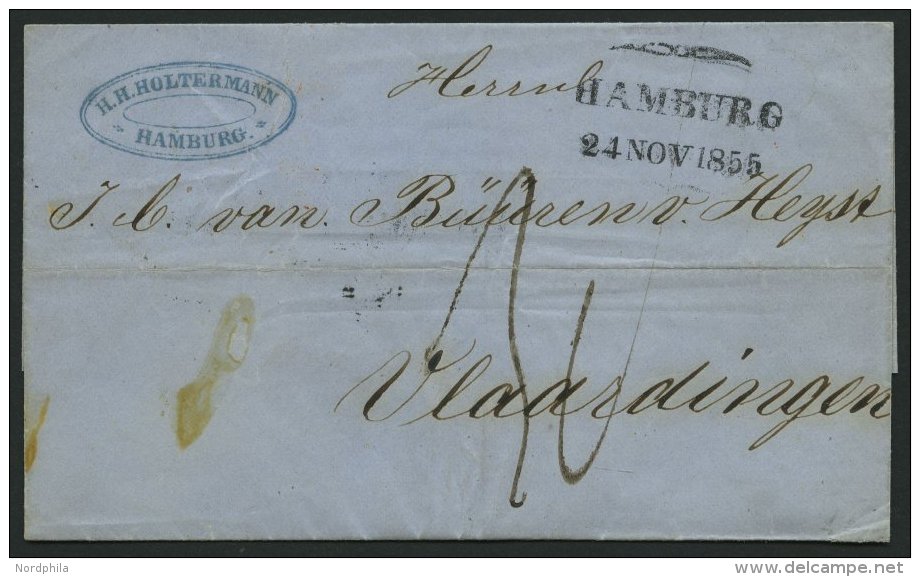 HAMBURG VORPHILA 1855, HAMBURG, Schmetterlingsstempel Auf Brief Nach Vlaardingen/Holland, Rückseitig Verspätun - Autres & Non Classés
