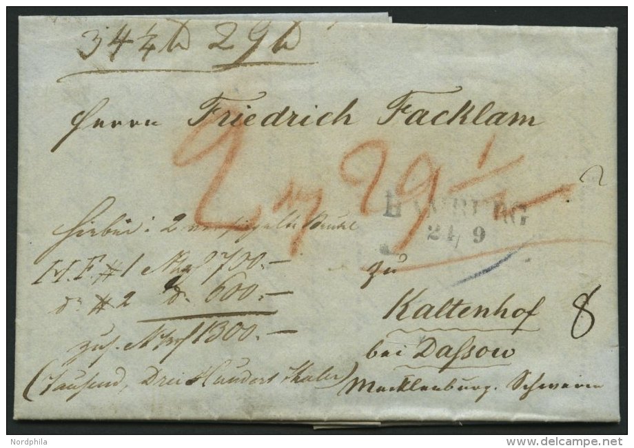 HAMBURG VORPHILA 1845, HAMBURG, L2 Auf Begleitbrief Nach Kaltenhof Bei Dassow, Pracht - Prephilately