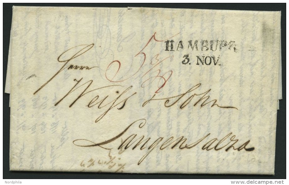 HAMBURG-VORPHILA 1826, HAMBURG, L2 Forwarded-Letter. Aus London, Abs. PAf Spalding Und Co., Nach Langensalza, Pracht - Prephilately