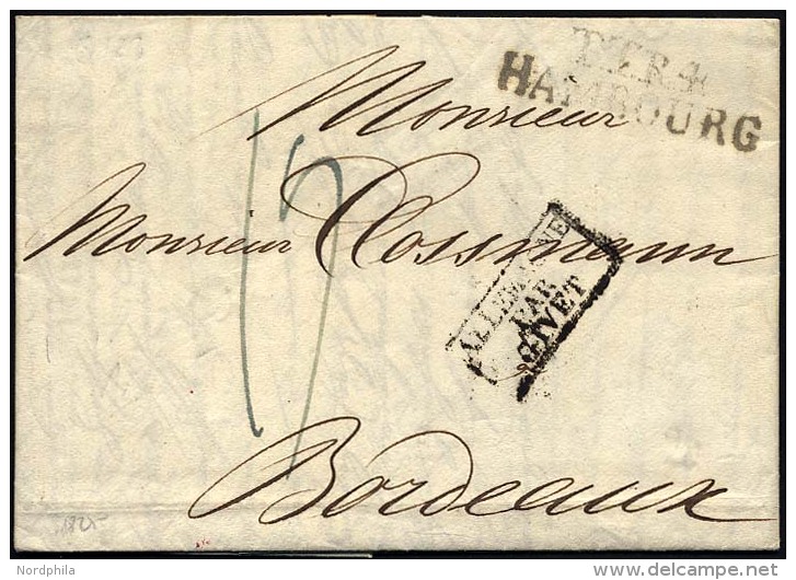 HAMBURG - THURN UND TAXISCHES O.P.A. 1825, TT.R.4. HAMBOURG, L2 Auf Brief Nach Bordeaux, R3 ALLEMAGNE PAR GIVET, Pracht - Prephilately