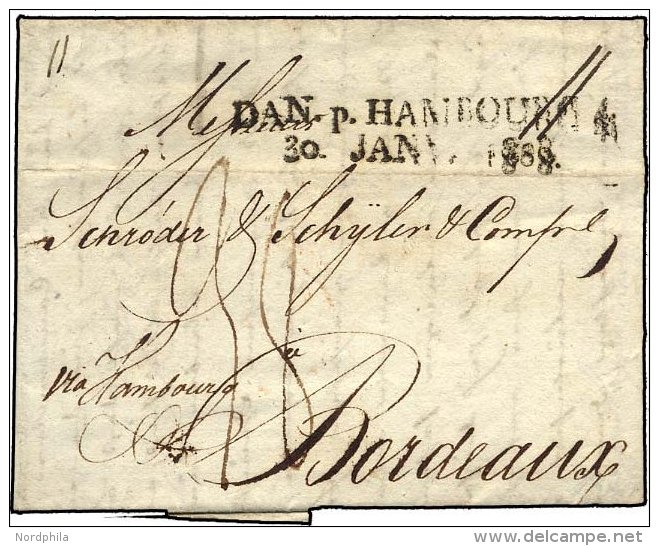 HAMBURG VORPHILA 1808, DAN.HAMBOURG 4., L2 Auf Brief Von Copenhagen Nach Bordeaux, Pracht - [Voorlopers