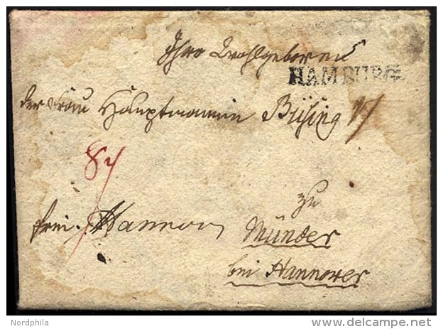 HAMBURG VORPHILA 1806, HAMBURG, L1 Auf Kleinem Damenbrief Mit Inhalt Von Aralsundh Nach Münster Bei Hannover, Hands - Other & Unclassified