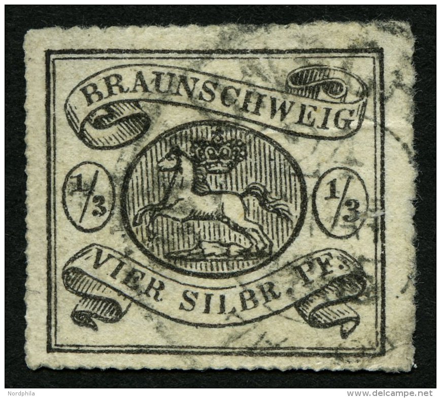 BRAUNSCHWEIG 13A O, 1864, 1/2 Sgr. Schwarz, Kleine Eckreparatur Unten Rechts, Signiert H.K., Mi. 2800.- - Brunswick