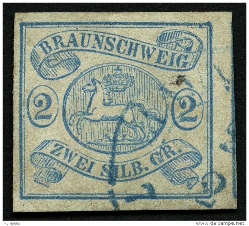 BRAUNSCHWEIG 2 O, 1852, 2 Sgr. Lebhaftpreußischblau, Pracht, Mi. 350.- - Braunschweig