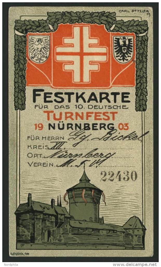 BAYERN PP 15C55 BRIEF, Privatpost: 1903, 5 Pf. Wappen X. Deutsches Turnfest In Nürnberg 1903 (PP 15C55/01/2, 04-06) - Otros & Sin Clasificación