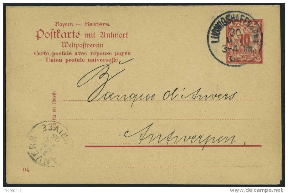 BAYERN P 70/02 BRIEF, 1905, 10/10 Pf. Ziffer Auf Raute, Ohne Wz., Stempel LUDWIGSHAFEN, Prachtkarte, Mi. 85.- - Autres & Non Classés