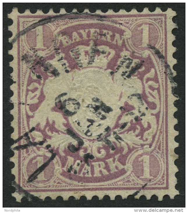 BAYERN 43 O, 1879, 1 M. Braunpurpur, Wz. 2, Pracht, Mi. 110.- - Autres & Non Classés