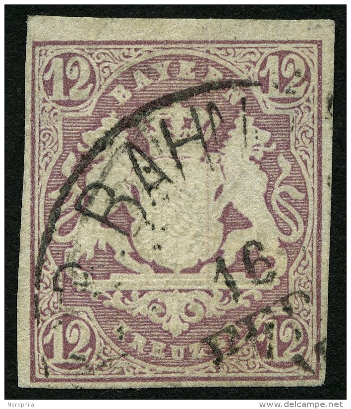 BAYERN 18 O, 1867, 12 Kr. Hellbraunviolett, Pracht, Mi. 120.- - Otros & Sin Clasificación