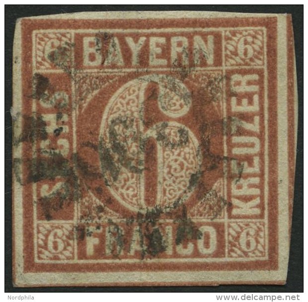 BAYERN 4I O, 1849, 6 Kr. Dunkelbraunorange, Type I, Pracht, Gepr. Drahn Und Starauschek - Autres & Non Classés
