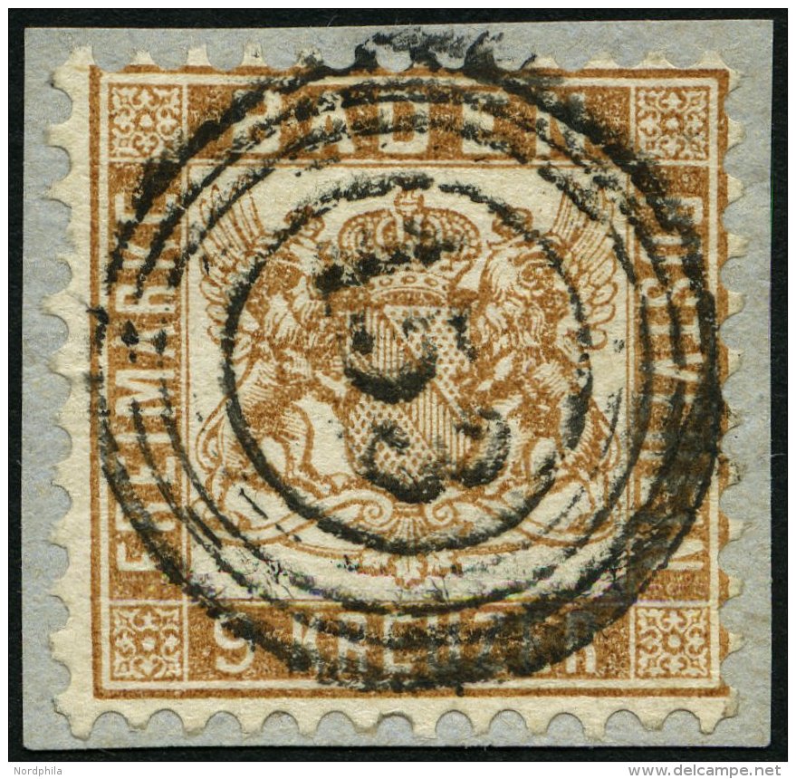 BADEN 20b BrfStk, 1864, 9 Kr. Gelbbraun, Zentrischer Nummernstempel 153, Prachtbriefstück, Gepr. Seeger, Mi. (120.- - Other & Unclassified