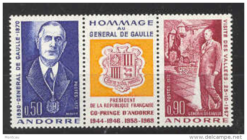 Andorra -Franc 1972 Ch. De Gaulle Y=224-25 E=245-46 SG F243-44 - Unused Stamps