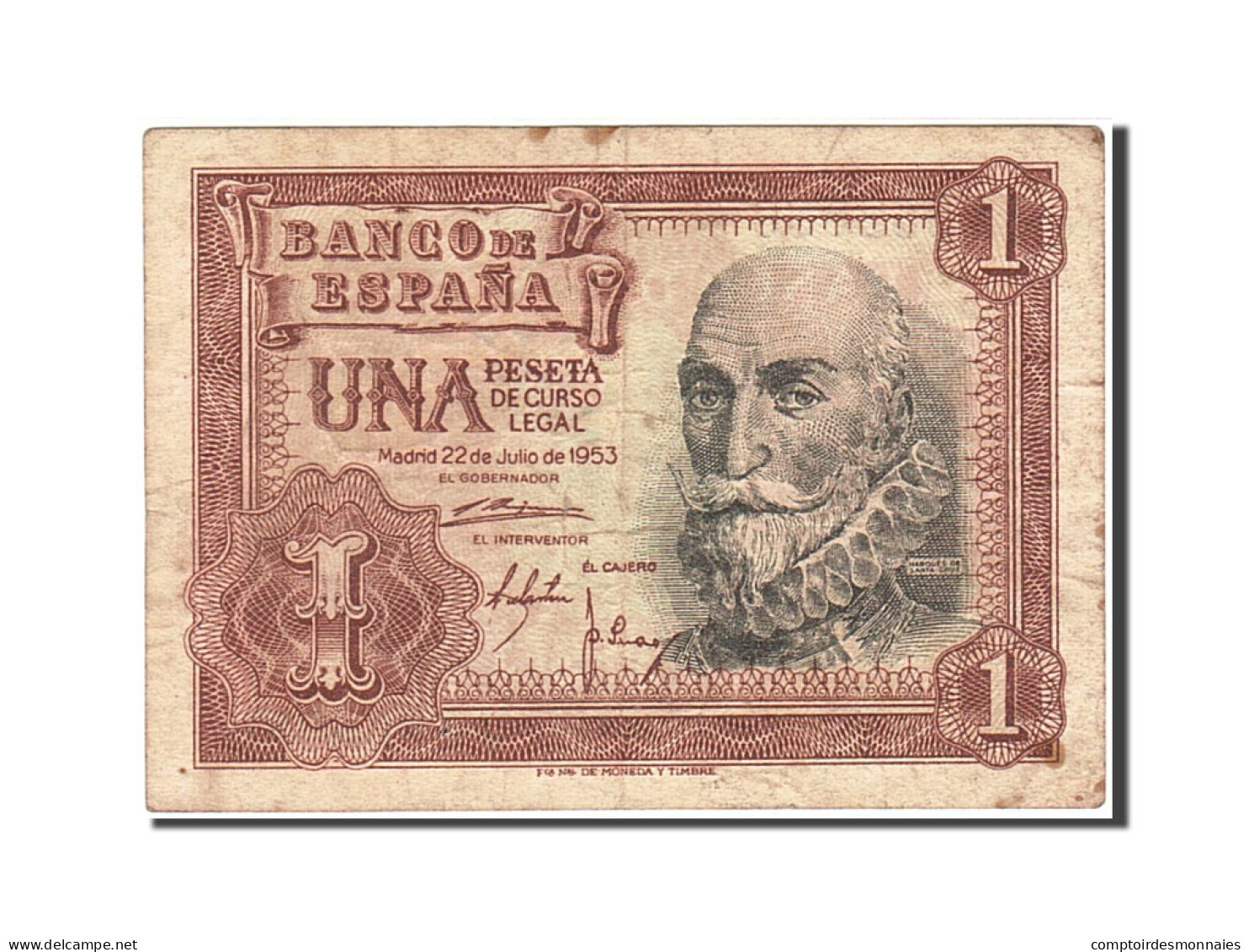 Billet, Espagne, 1 Peseta, 1953, 1953-07-22, KM:144a, TB - 1-2 Peseten