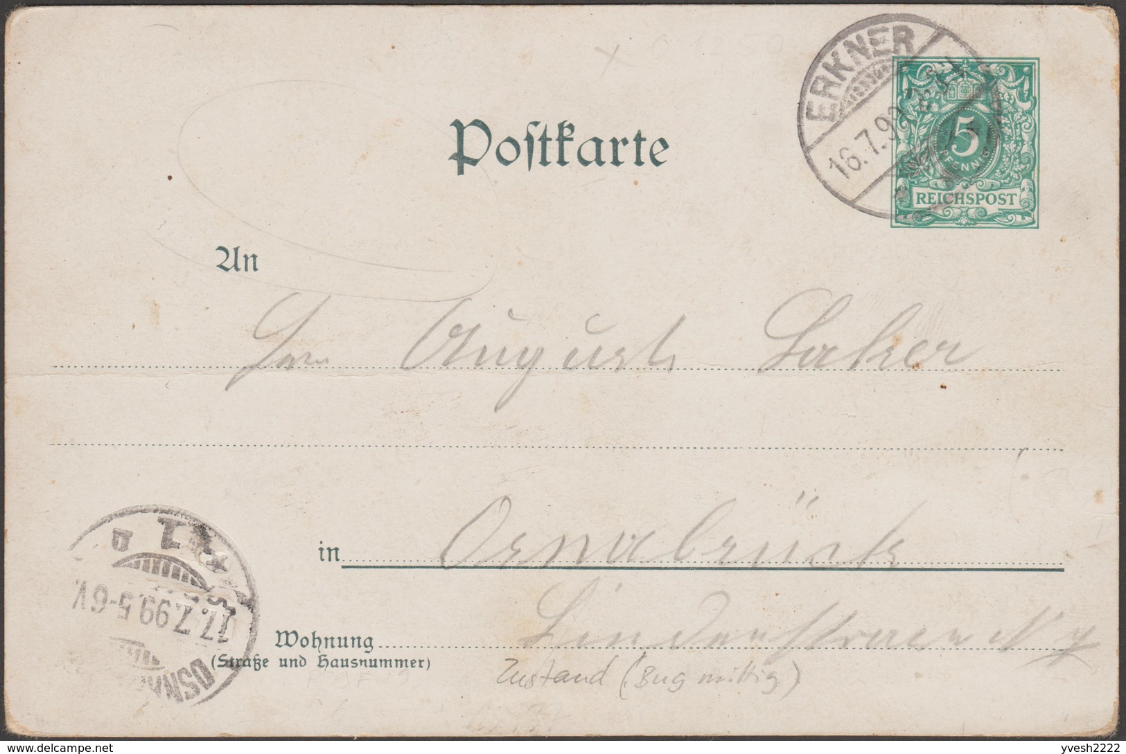 Allemagne 1899. Entier Postal Timbré Sur Commande. Erkner, Gare Et Train, Fleurs, Temple évangélique Genezareth, Musée.. - Eisenbahnen