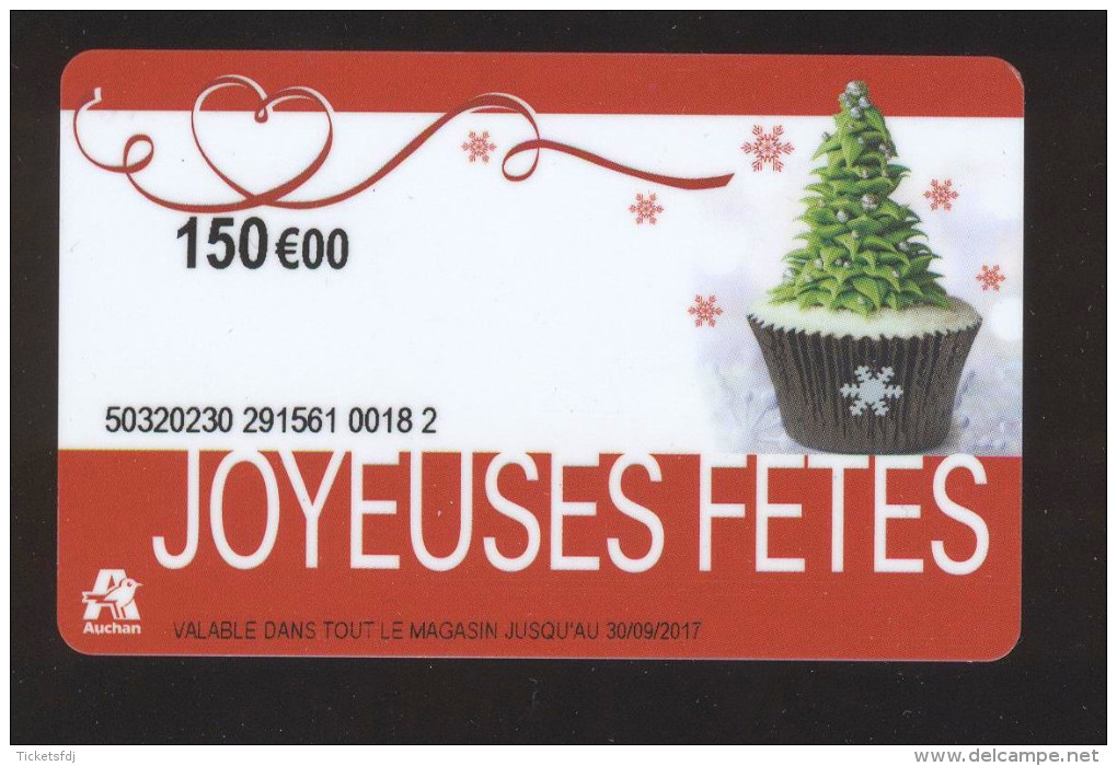 Carte Cadeau Auchan -JOYEUSES FETES - 150 € - Cartes Cadeaux