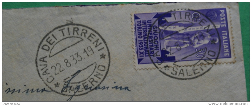 ITALIA REGNO 1933, GIOCHI UNIVERSITARI   CENT 50  SU BUSTA  VIAGGIATA - Storia Postale