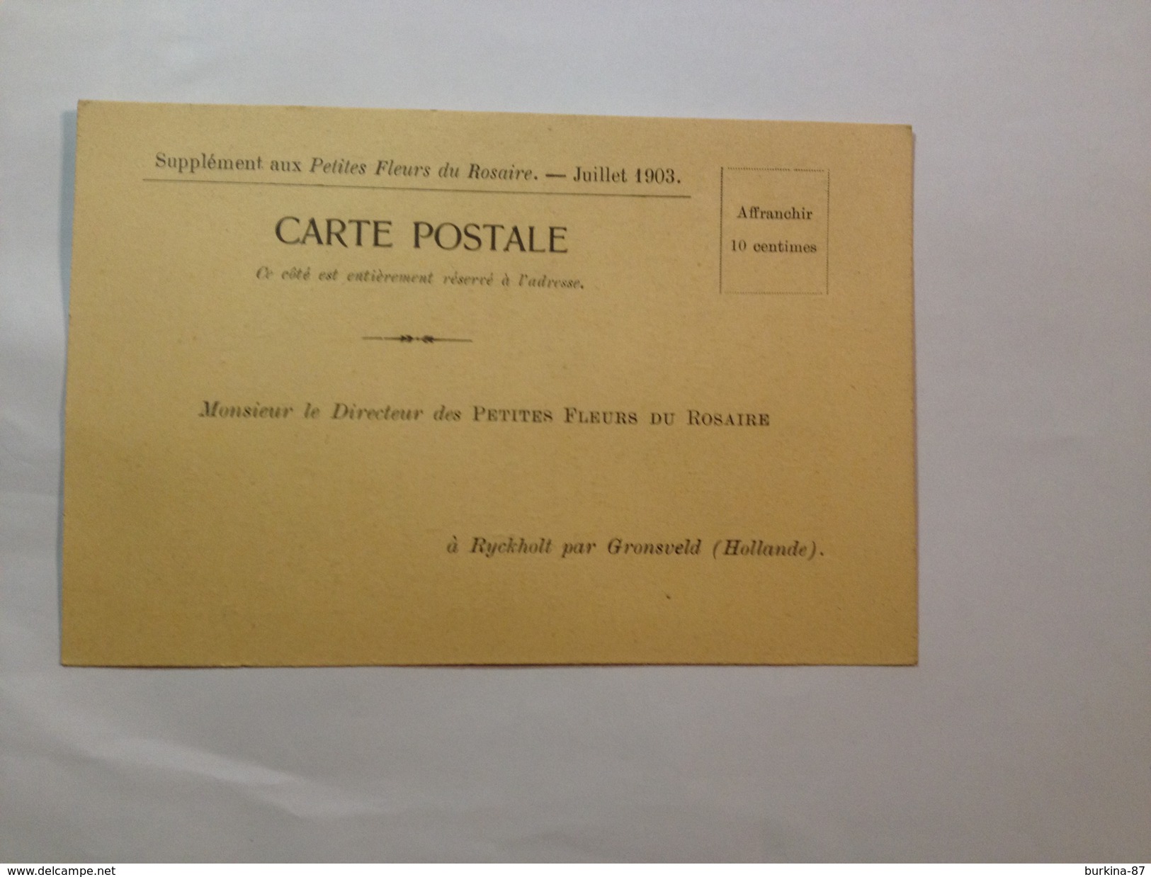 CARTE POSTALE, LES PETITES FLEURS DU ROSAIRE, 1903, BULLETIN ABONNEMENT VIERGE - French