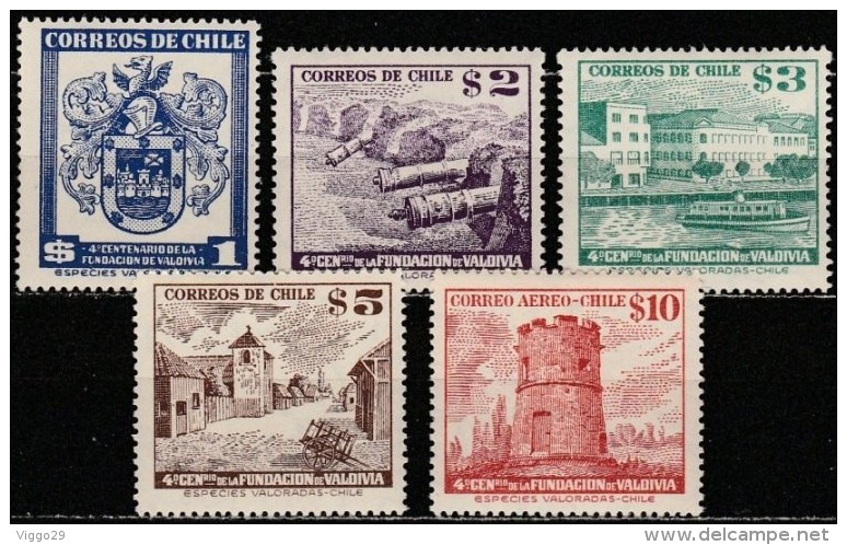 Chile - 1953 - 4th Centenary Of The Founding Of Valdivia (MNH, **) - Schlösser U. Burgen