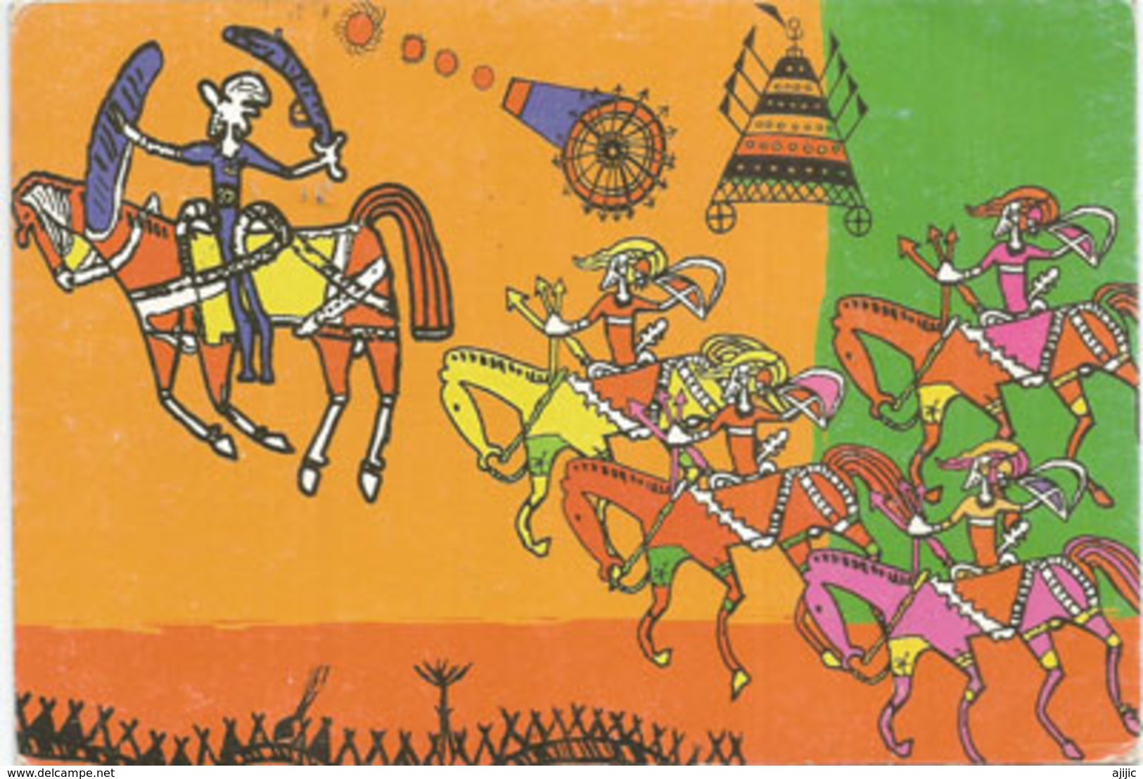 Indian Freedom Struggle With The British (wall Painting.Madhya Pradesh) Postcard INDIA Addressed To ANDORRA - India