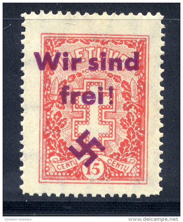 MEMEL 1939 Private Overprint "Wir Sind Frei!" On Lithuania 15c (Mi 289) LHM / *. - Memelgebiet 1923