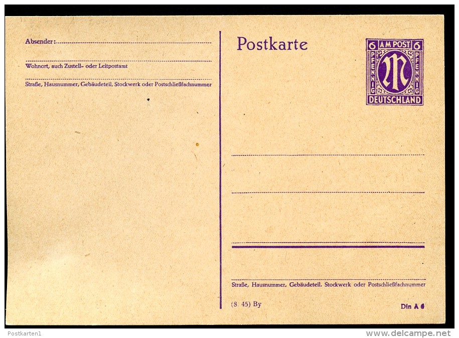 AMERIKANISCHE ZONE P903 I/03 Postkarte Bayern ** 1945  Kat. 10,00 € - Notausgaben Amerikanische Zone