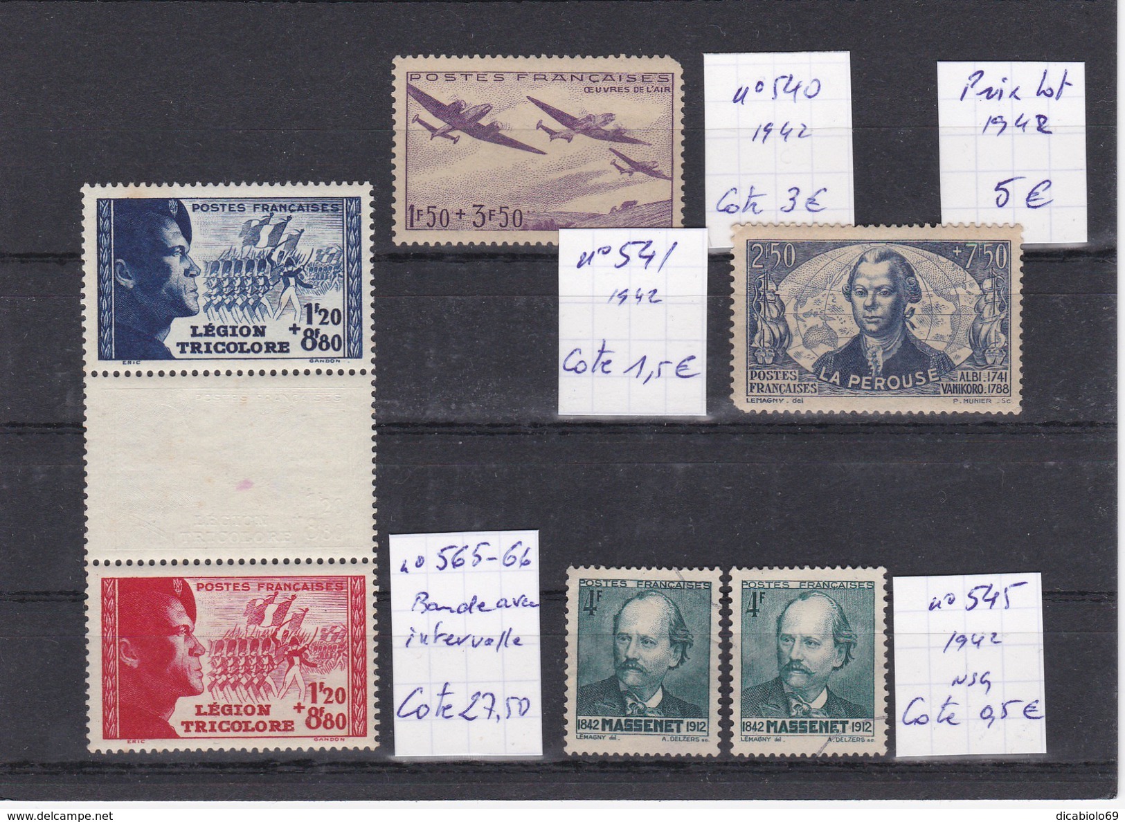 France 1942 - Lot De 6 Timbres - N° 540/541/545/565/566 - Other & Unclassified