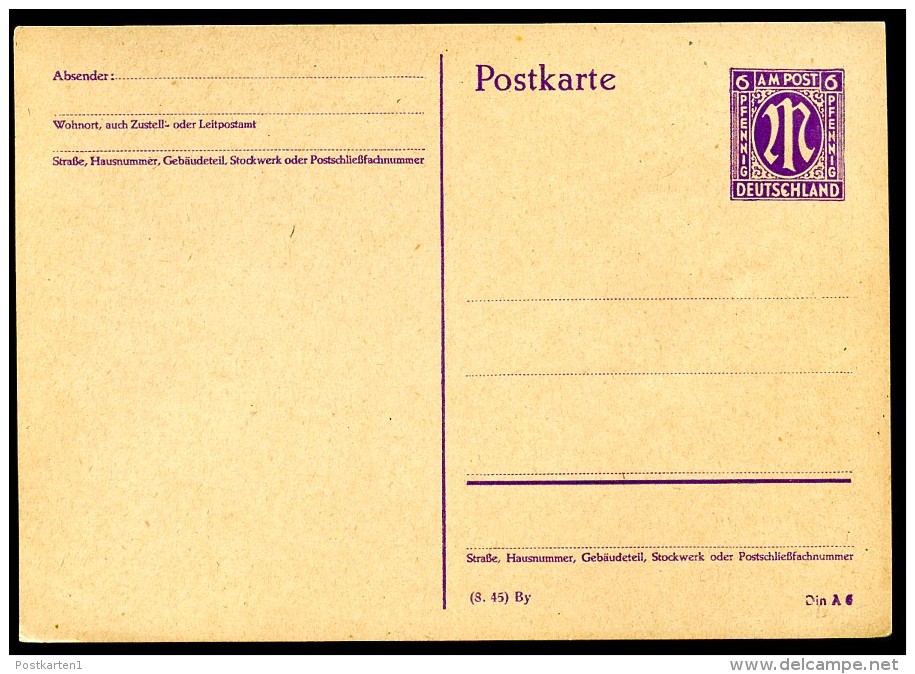 AMERIKANISCHE ZONE P903 PF III Postkarte PLATTENFEHLER ** 1945  Kat. 40,00 € - Notausgaben Amerikanische Zone