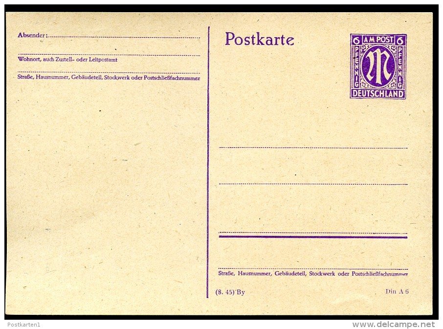 AMERIKANISCHE ZONE P903 PF VII Postkarte PLATTENFEHLER ** 1945  Kat. 40,00 € - Notausgaben Amerikanische Zone