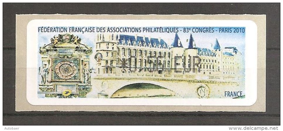 Frankreich France 2010 Paris Congres FFAP Neuf Mint Postfrisch ATM Michel Nr. 74 0,56 - 2010-... Vignette Illustrate