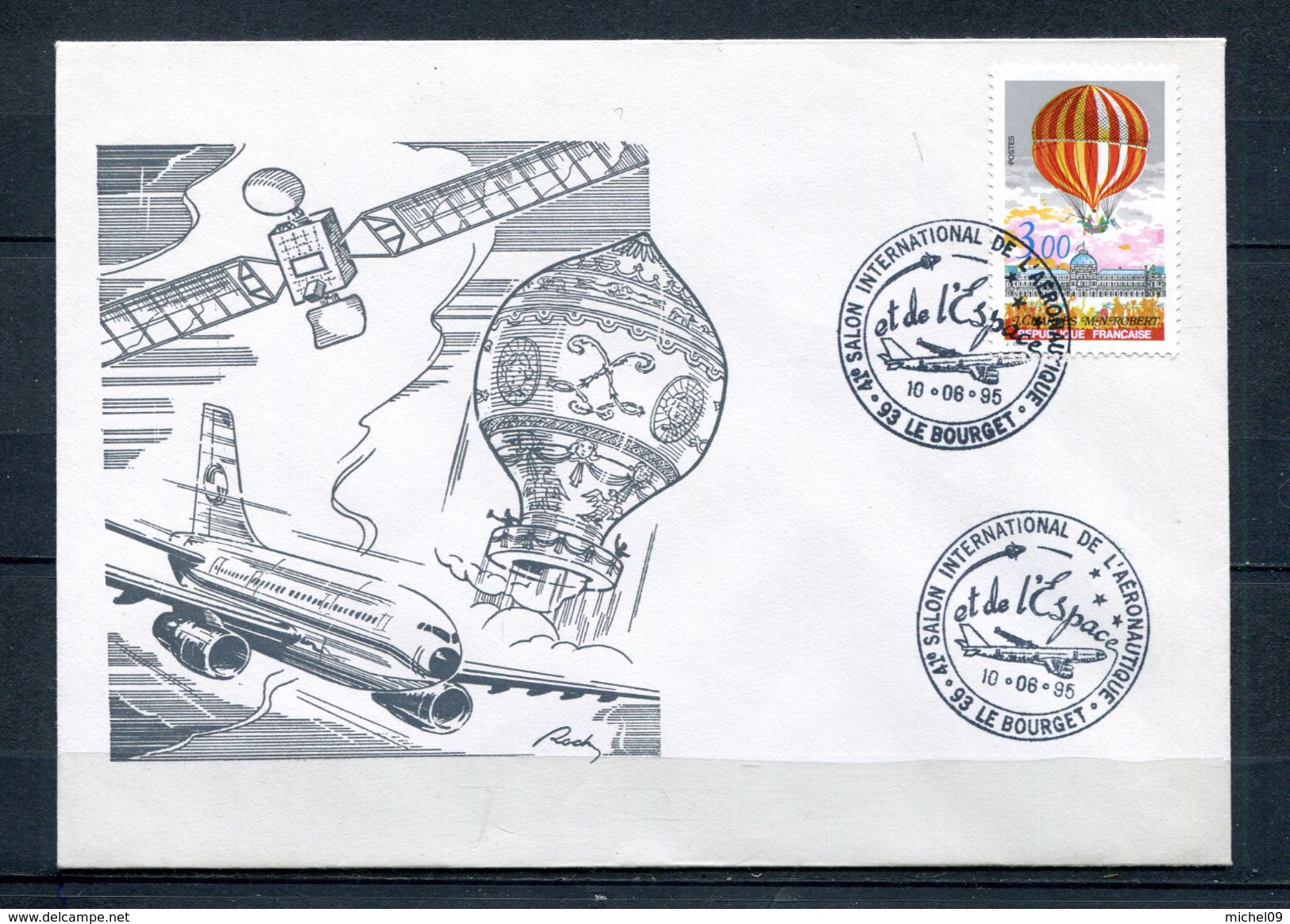 1995 FRANCE FDC 1ER JOUR SALON INTERNATIONAL DE L'AERONAUTIQUE AU BOURGET MONTGOLFIERE - Fesselballons