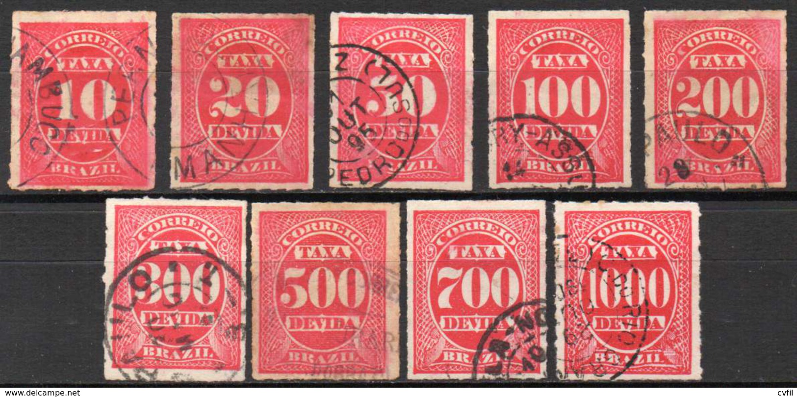 BRASIL 1890 - TAXA DEVIDA. The First Set To Be Used In The Federal District, Very Fine Used (9) - Postage Due