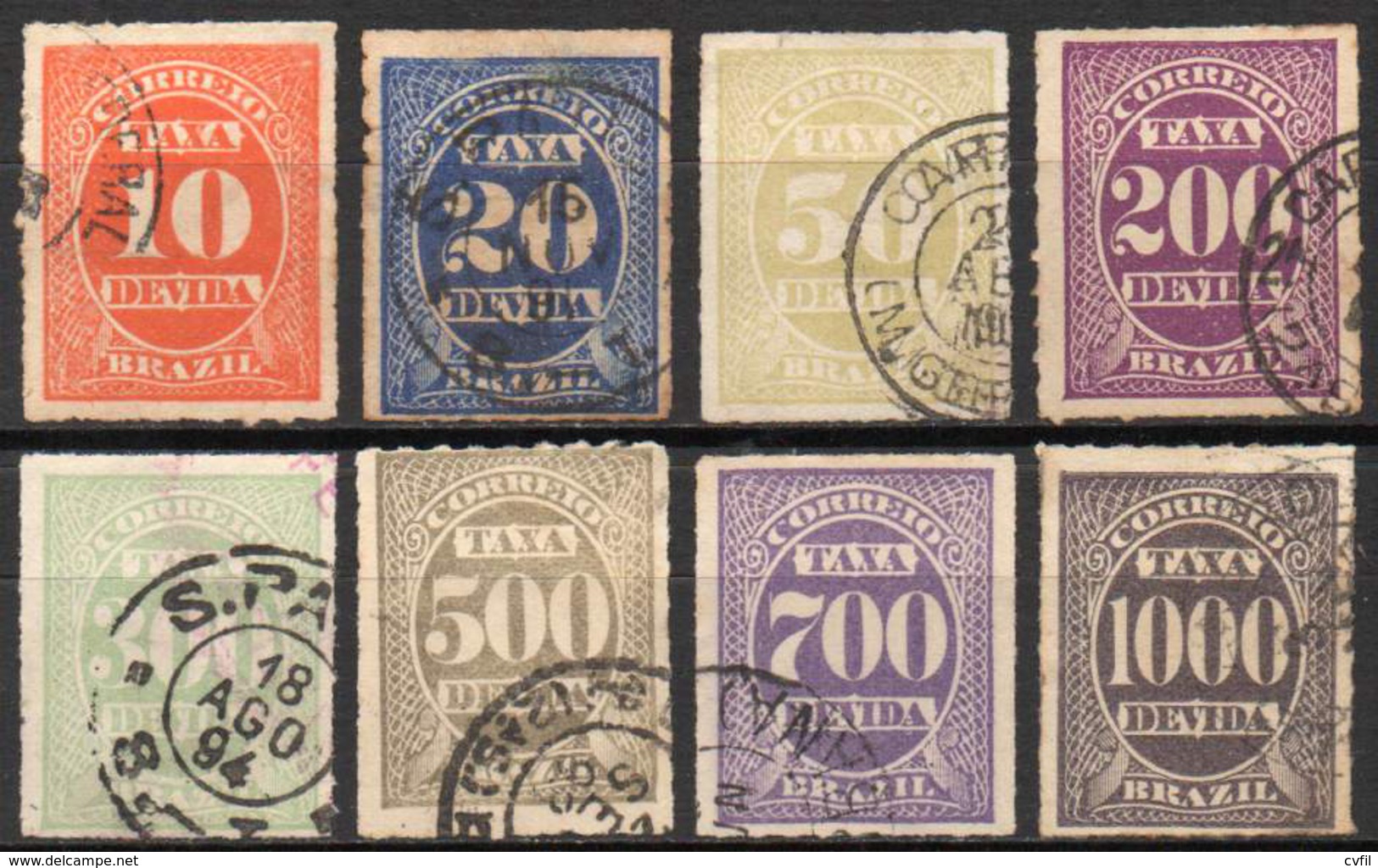BRASIL 1890 - TAXA DEVIDA. The Second Set To Be Used In The Provinces Of The Empire, Very Fine Used (8) - Segnatasse