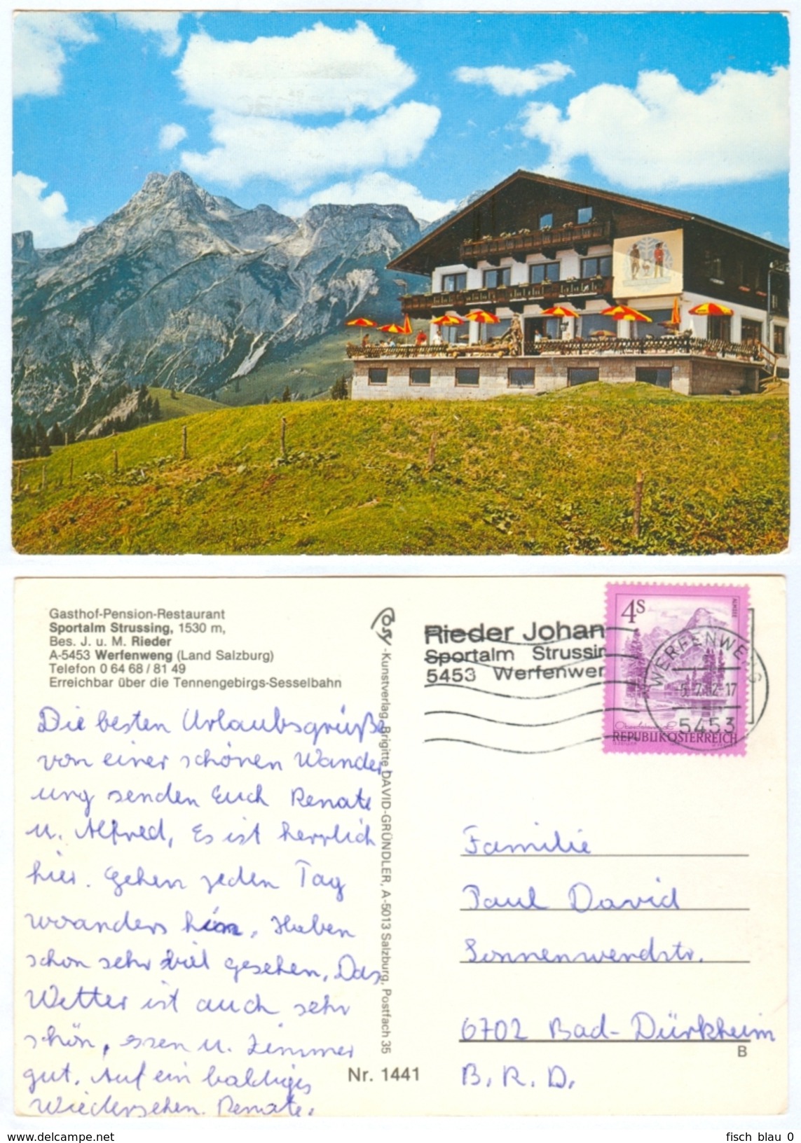 AK Salzburg 5453 Werfenweng Gasthof Gasthaus Pension Restaurant Sportalm Strussing J. U. M. Rieder Im Pongau Österreich - Werfen