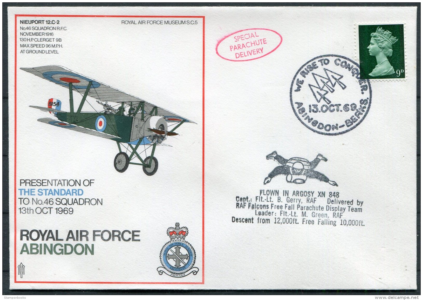 1969 GB Royal Air Force Museum Cover SC5 / RAF Abingdon Parachute Delivery No 46 Squadron - Covers & Documents