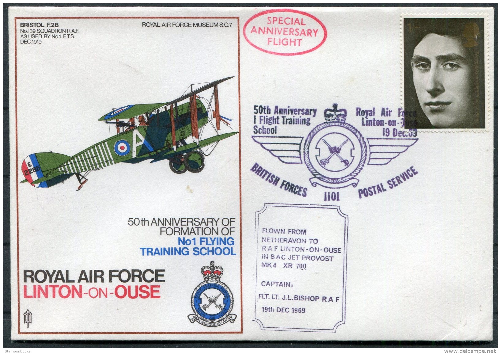 1969 GB Royal Air Force Museum Cover SC 7 / RAF Linton On Ouse, Bristol F 2B BFPS - Covers & Documents