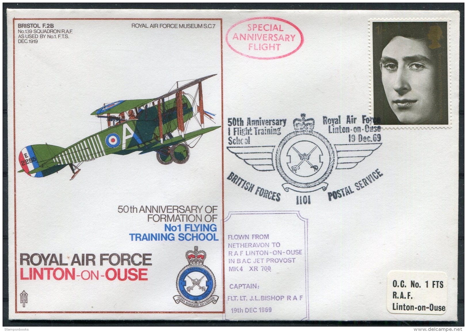 1969 GB Royal Air Force Museum Cover SC 7 / RAF Linton On Ouse, Bristol F 2B BFPS - Covers & Documents