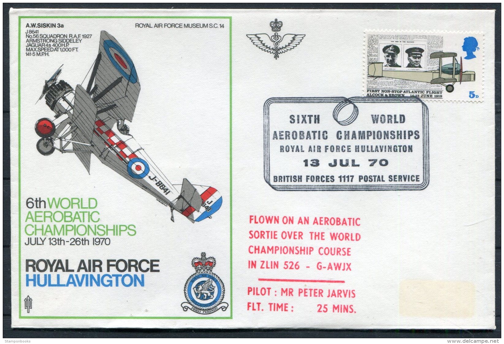 1970 GB Royal Air Force Museum Cover SC 14 / BFPS RAF Hullavington Aerobatic Championships - Covers & Documents