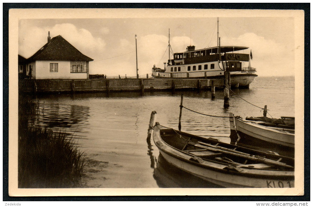 7558 - Alte Foto Ansichtskarte - Hiddensee Kloster Schiff Fähre -  Gel 1955 Reichenbach - Hiddensee