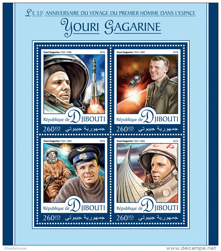 DJIBOUTI 2016 ** Yuri Gagarin Space Raumfahrt Espace M/S - OFFICIAL ISSUE - A1642 - Afrika