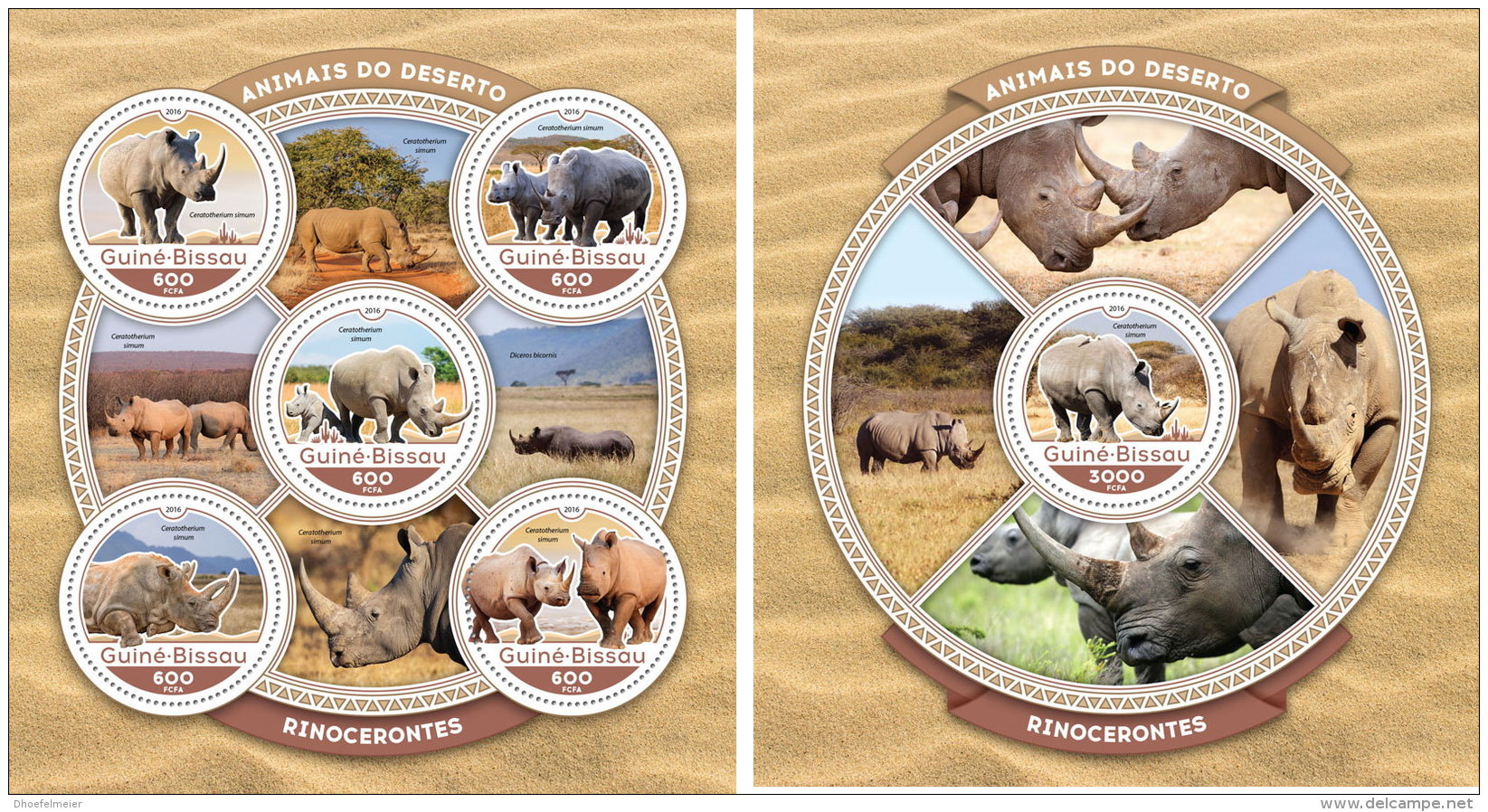 GUINEA BISSAU 2016 ** Rhinoceros Rhino Nashorn M/S+S/S - IMPERFORATED - A1642 - Rhinozerosse