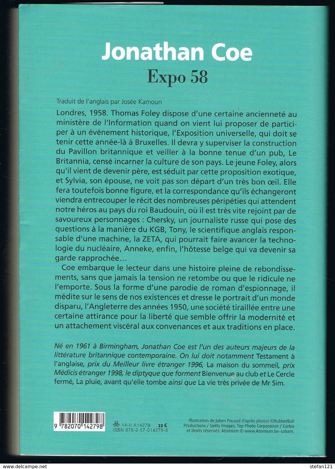 Expo 58 - Jonathan Coe - 2014 - 332 Pages 20,7 X 14,2 Cm - Andere & Zonder Classificatie