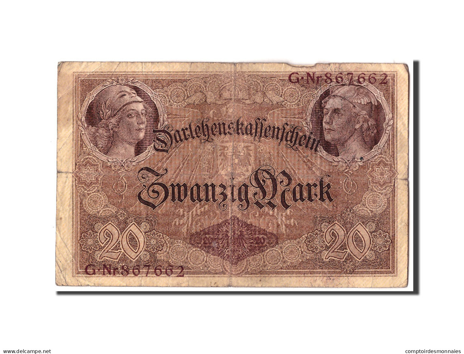 Billet, Allemagne, 20 Mark, 1914, 1914-08-05, KM:48a, AB+ - 20 Mark