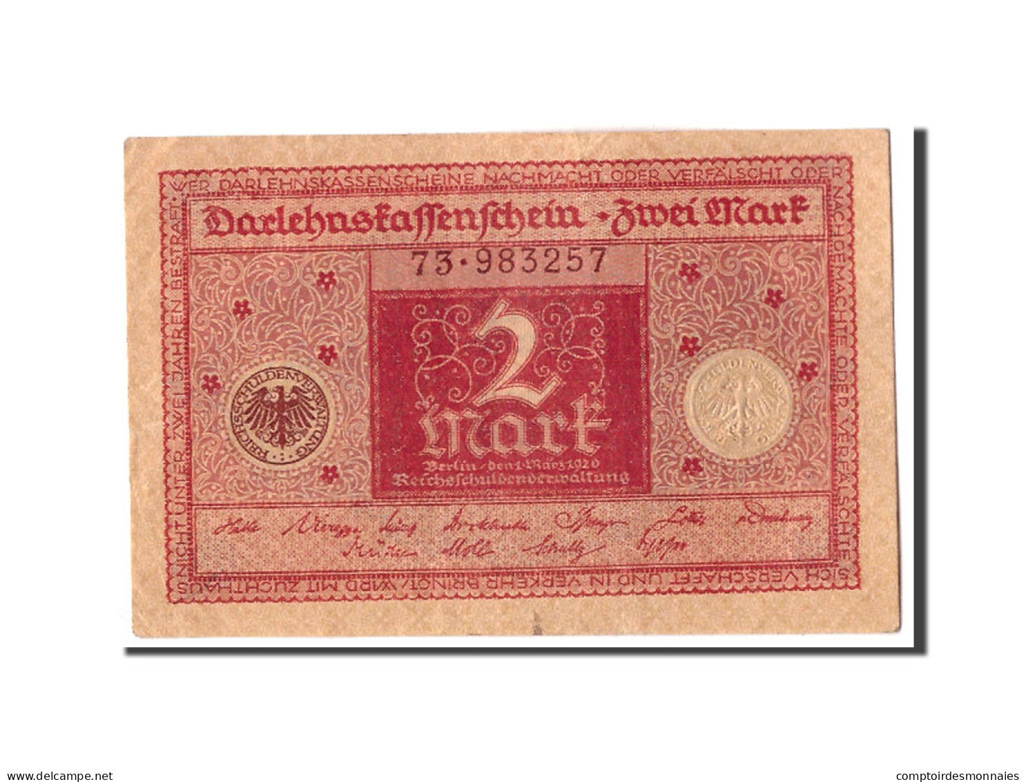 Billet, Allemagne, 2 Mark, 1920, 1920-03-01, KM:59, SUP+ - Imperial Debt Administration