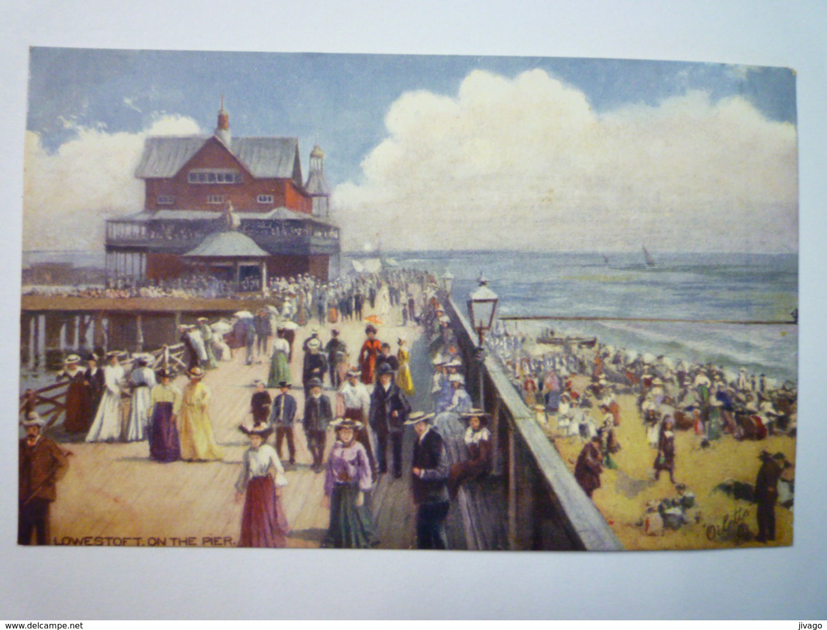 LOWESTOFT  (Suffolk)  :  On The  PIER  -  Oilette Couleur   1906   - Lowestoft