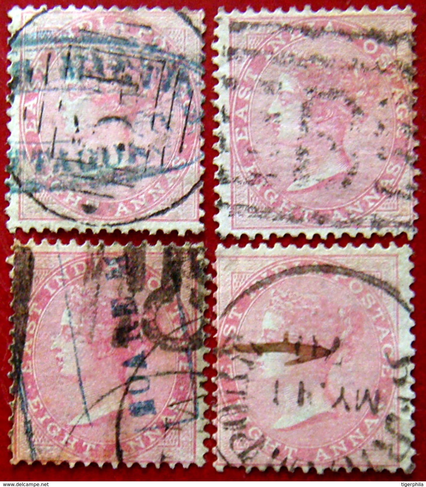 BRITISH INDIA 1868 8as DIE II Queen Victoria USED Phila India 71 CV2000Rs - 1858-79 Compañia Británica Y Gobierno De La Reina