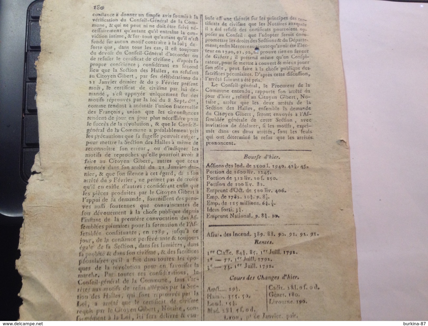 JOURNAL DE PARIS, NATIONAL , JEUDI 14 FÉVRIER 1793 , AN II DE LE REPUBLIQUE