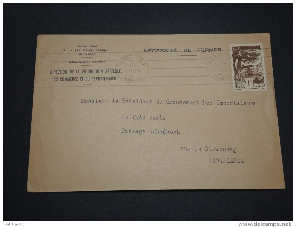 FRANCE/ MAROC - Enveloppe Du Gouvernement De Rabat Pour Casablanca En 1941 - A Voir - L 4910 - Covers & Documents